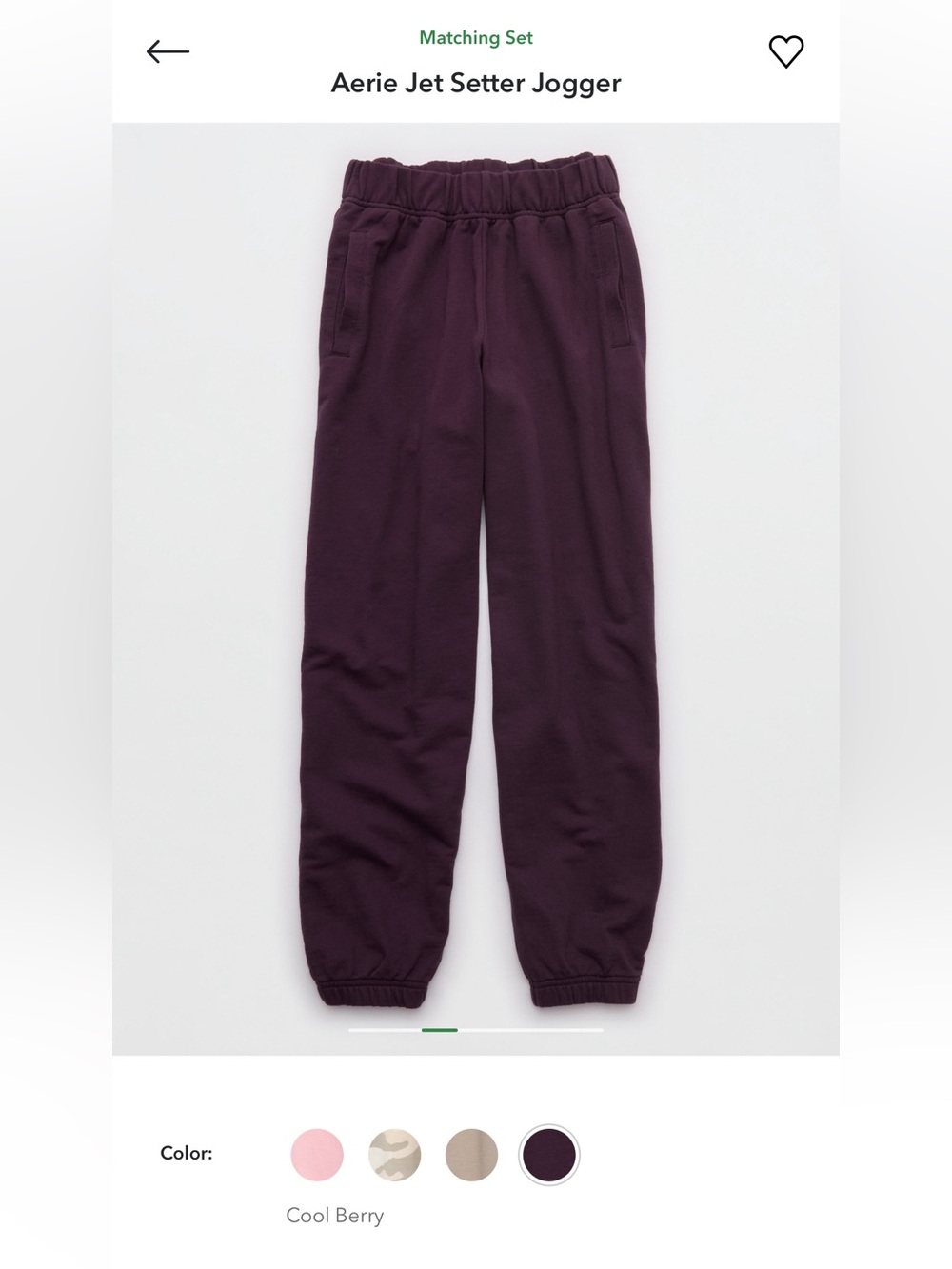 Aerie Cool Berry Jet Setter Jogger